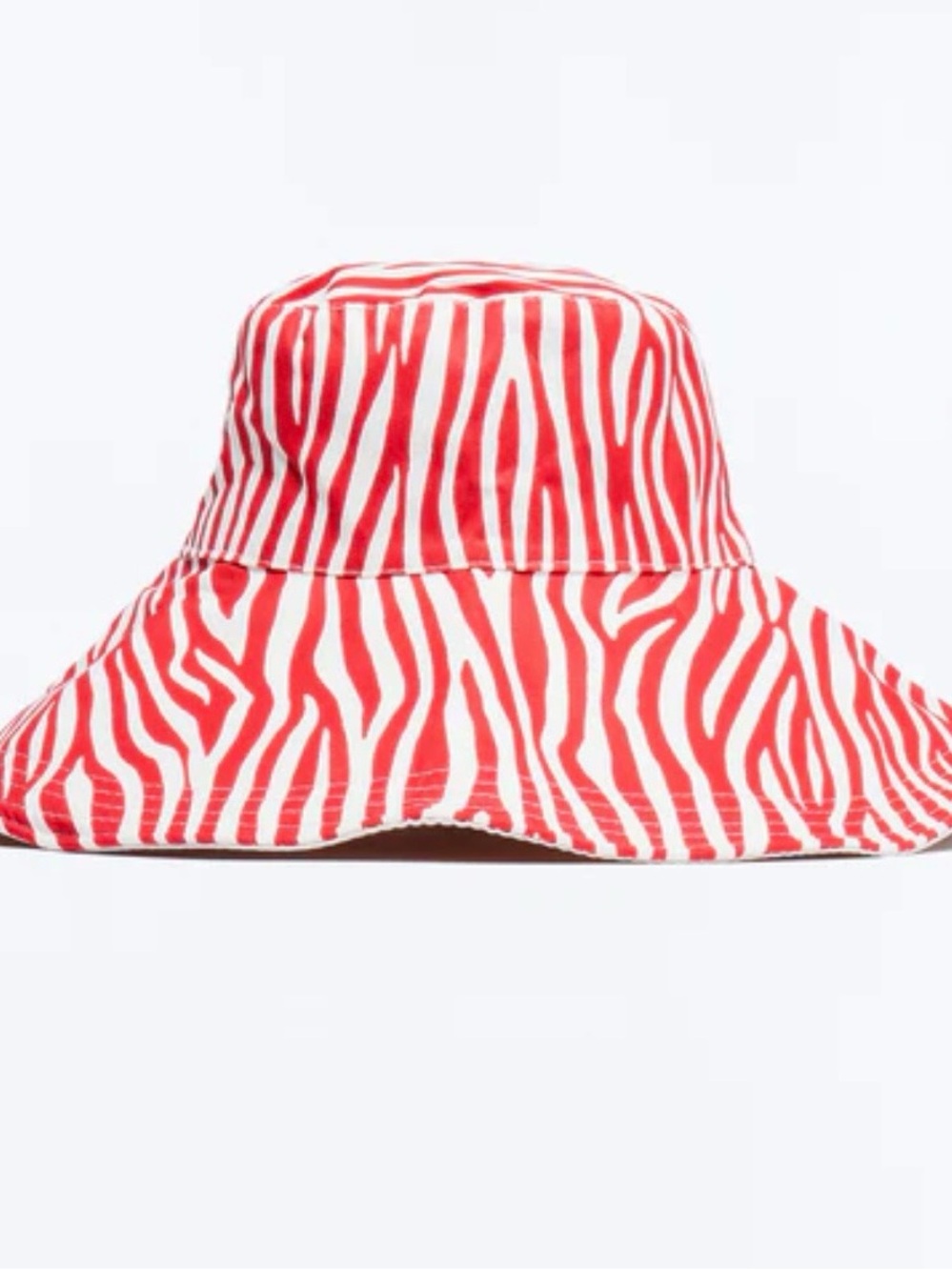 Wide Brim Sun Foldable Hat - Red & White Striped - Picture 3 of 3